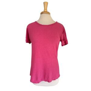 CUT LOOSE Linen Weight Linen Cotton Bias Tee Pink Size Large Womens Short Sleeve